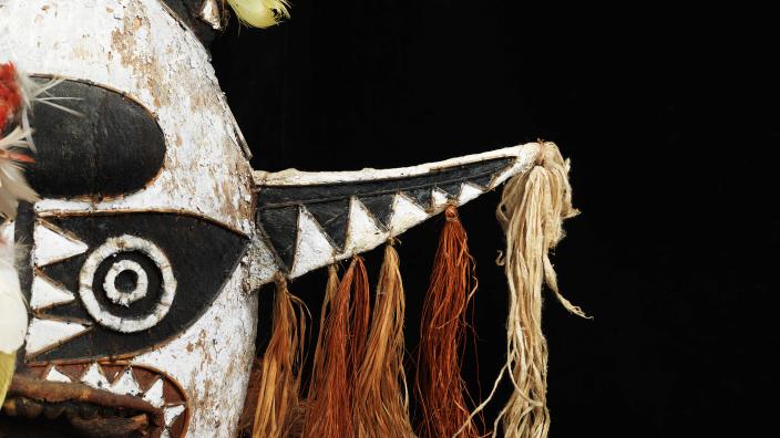 Partial view of the Western Australian Museums Eharo Mask, donated by Mr Kevin Lock